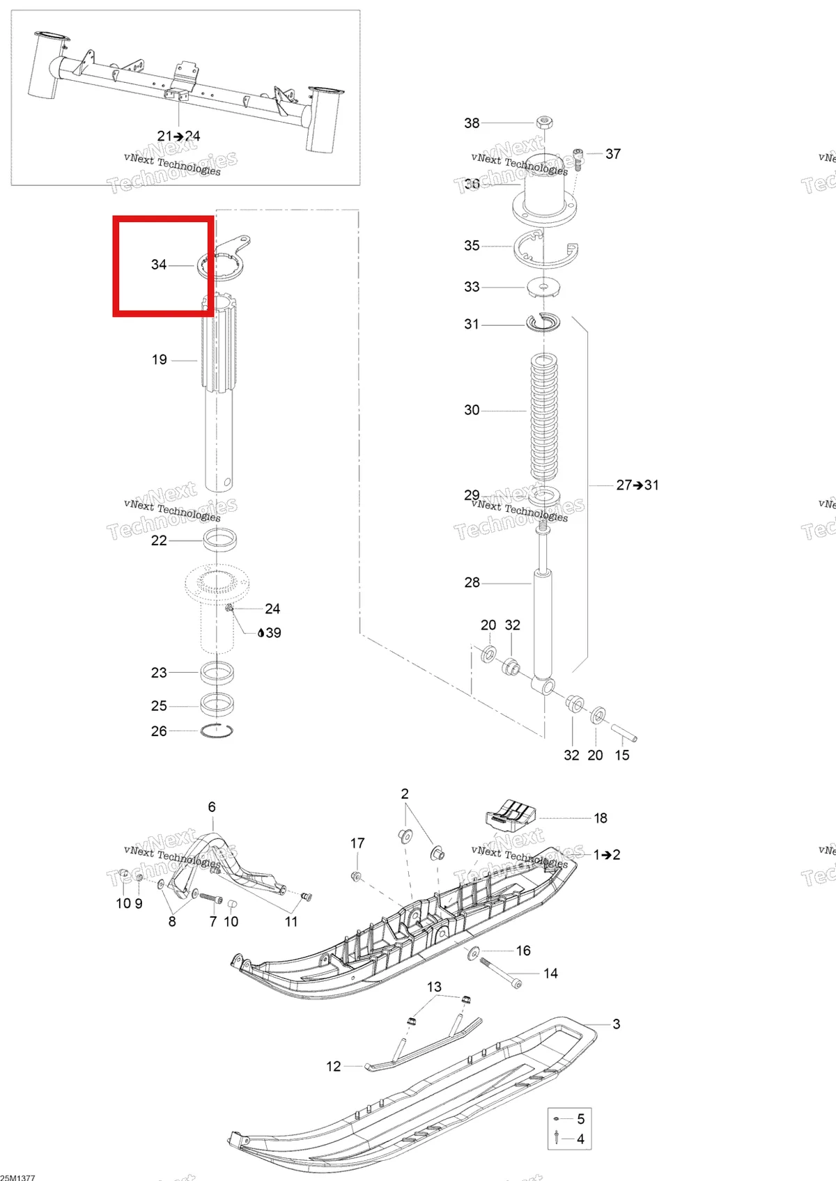 Деталь 505073171 (Деталь Steering Arm) на схеме узла XU Front Suspension And Ski