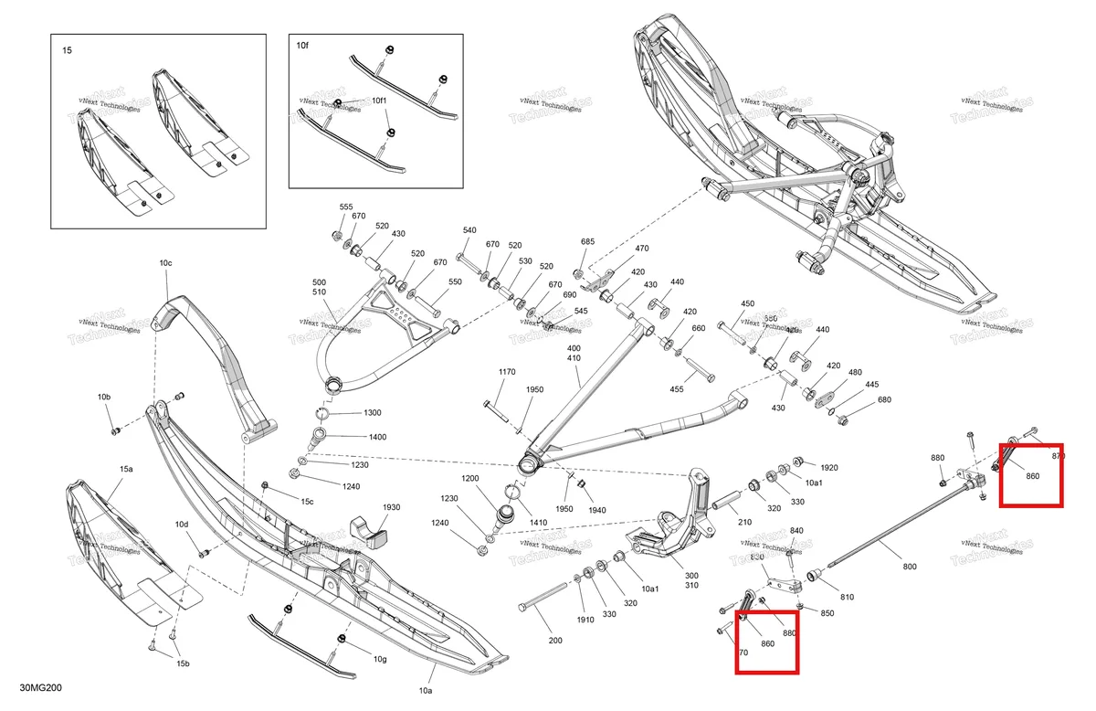 Деталь 505073172 (Деталь Double Ball Joint. Model-800 E-tec) на схеме узла 2027 Ski-Doo SUMMIT - Adrenaline - 850 E-TEC - CFVA - Northern Lichen - 16X165X3P4F Track - SHOT starter Suspension - Front