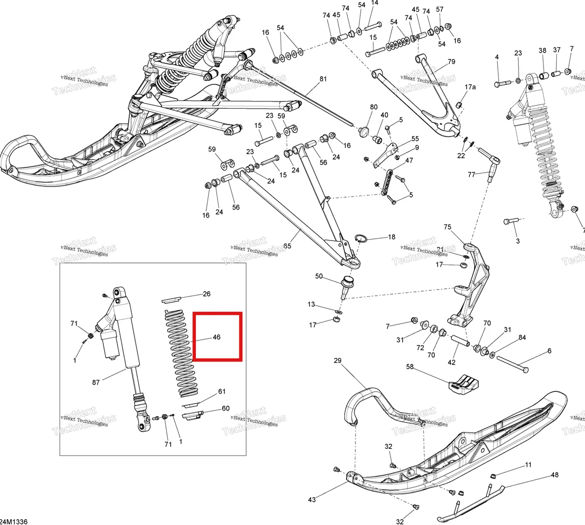 Деталь 505073272 на схеме узла 2013 Ski-Doo MXZ X 600RS XP Front Suspension And Ski