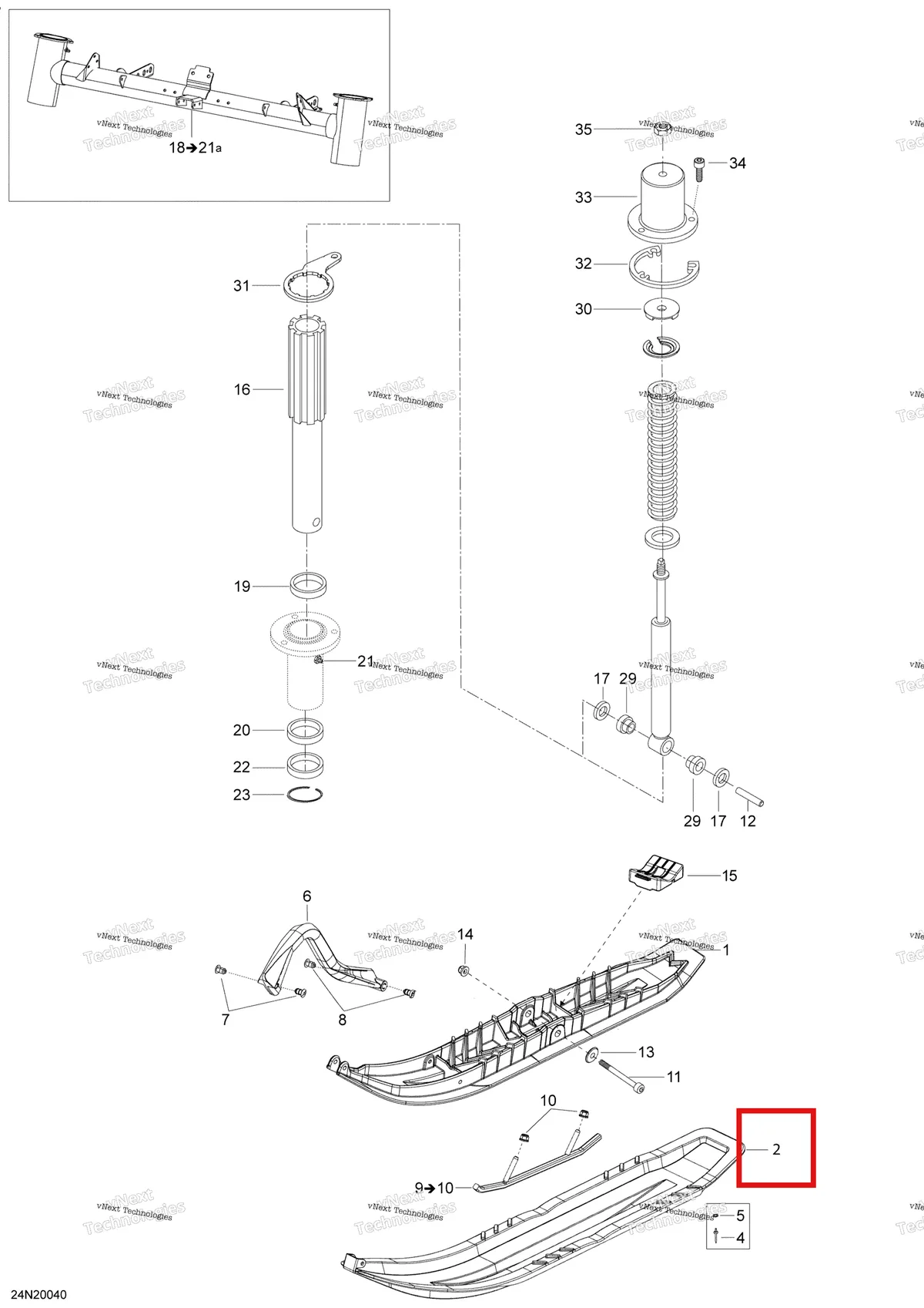 Деталь 505073448 на схеме узла 2020 Ski-Doo SKANDIC SWT 600HO E-TEC Suspension, Front - System