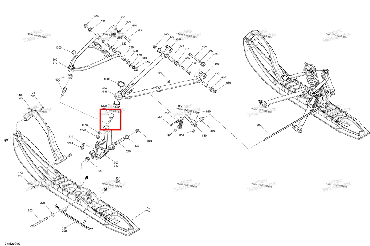 Деталь 505073462 (Деталь Upper Arm, Lh) на схеме узла 2020 Ski-Doo MXZ 600 CARB Suspension, Front - System