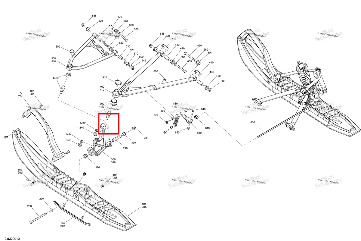 Деталь 505073463 (Деталь Upper Arm, Rh) на схеме узла 2020 Ski-Doo MXZ 600 CARB Suspension, Front - System
