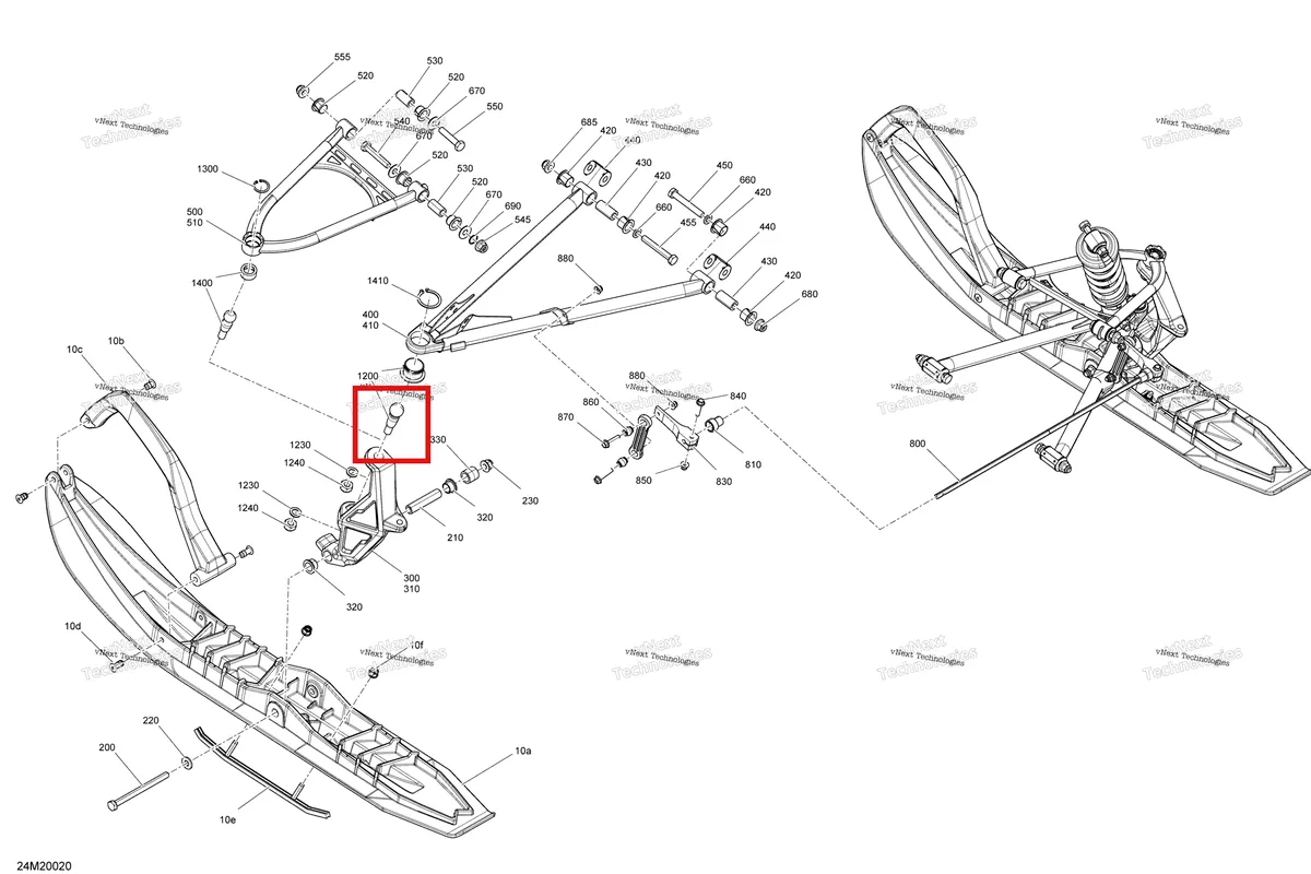 Деталь 505073468 (Деталь Upper Arm, Lh) на схеме узла 2020 Ski-Doo EXPEDITION SPORT 550F Suspension, Front - System
