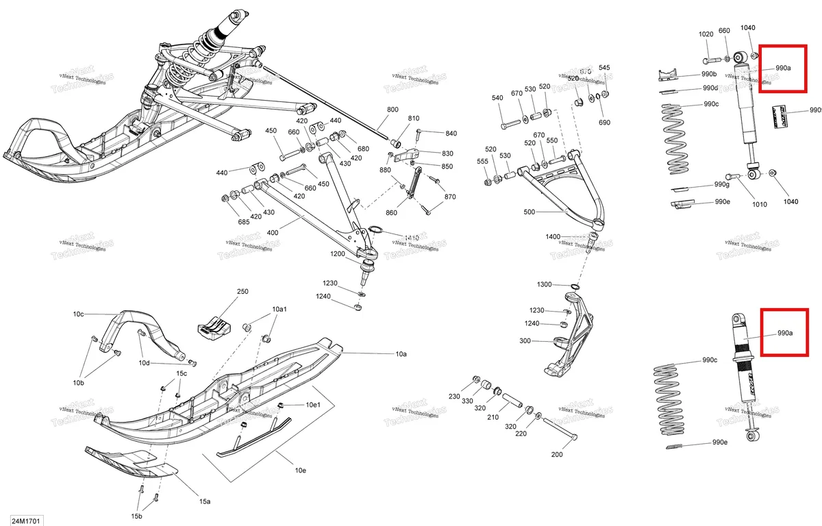 Деталь 505073572 на схеме узла 2017 Ski-Doo SUMMIT - 2-STROKE - 800R E-TEC Front Suspension And Ski