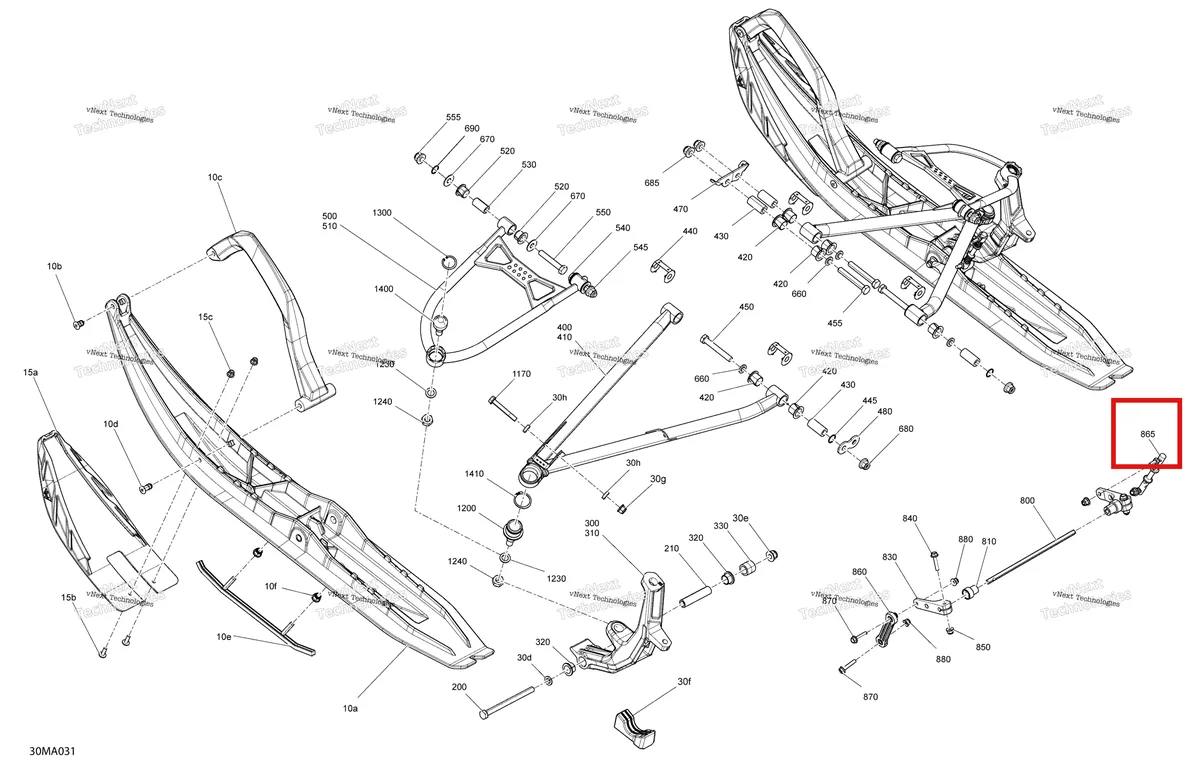 Деталь 505073703 на схеме узла 2021 Ski-Doo FREERIDE 154 850 E-TEC Turbo Suspension - Front