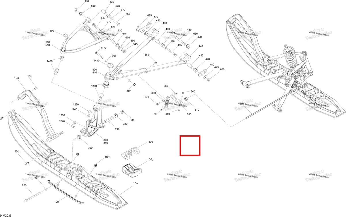 Деталь 505073714 на схеме узла 2020 Ski-Doo MXZ 600R E-TEC - XRS Suspension, Front - System - Xrs - Ski Pilot 57