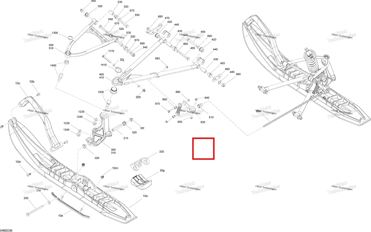 Деталь 505073720 на схеме узла 2020 Ski-Doo MXZ 600R E-TEC - XRS Suspension, Front - System - Xrs - Ski Pilot 57