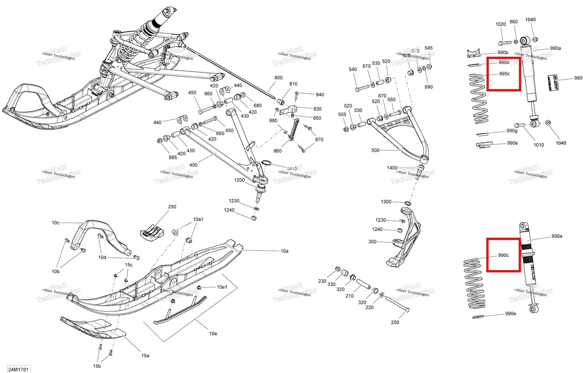 Деталь 505073783 на схеме узла 2017 Ski-Doo SUMMIT - 2-STROKE - 800R E-TEC Front Suspension And Ski