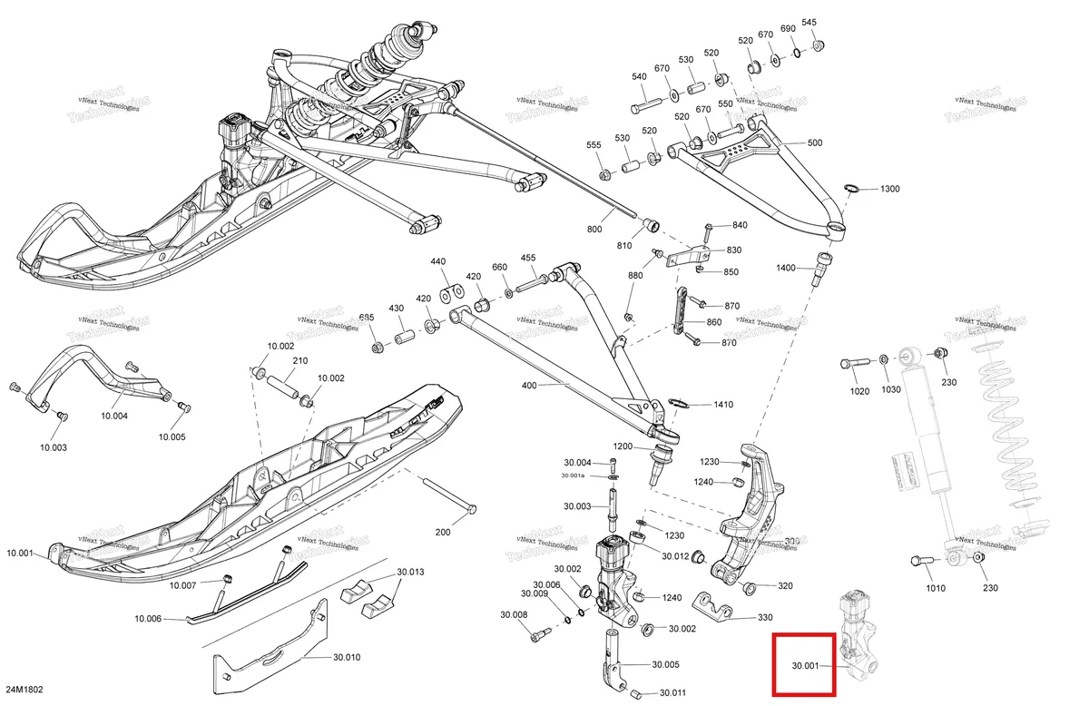 Деталь 505073789 на схеме узла 2018 Ski-Doo RENEGADE 800R E-TEC Front Suspension And Ski Renegade - Package Enduro