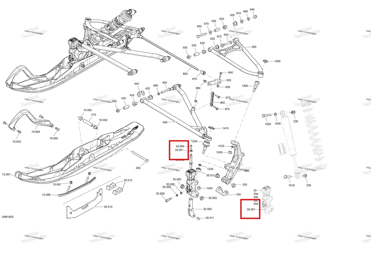 Деталь 505073792 на схеме узла 2018 Ski-Doo MXZ 1200 4-TEC Front Suspension And Ski Mxz Engine 600Ho E-Tec, 900 Ace, 1200 4-Tec - Package Blizzard