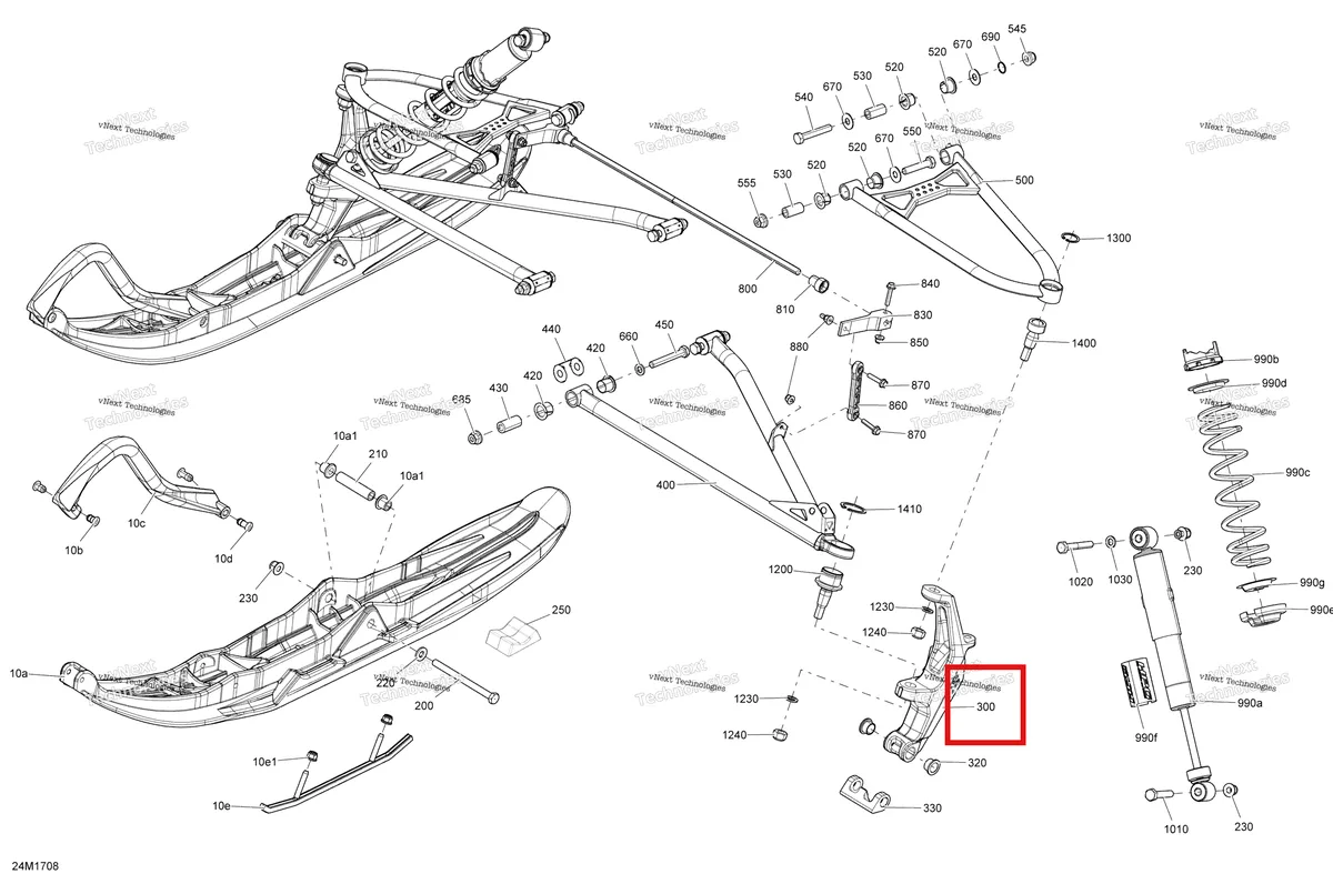 Деталь 505073808 на схеме узла 2017 Ski-Doo GRAND TOURING - 2-STROKE Front Suspension And Ski - All Models