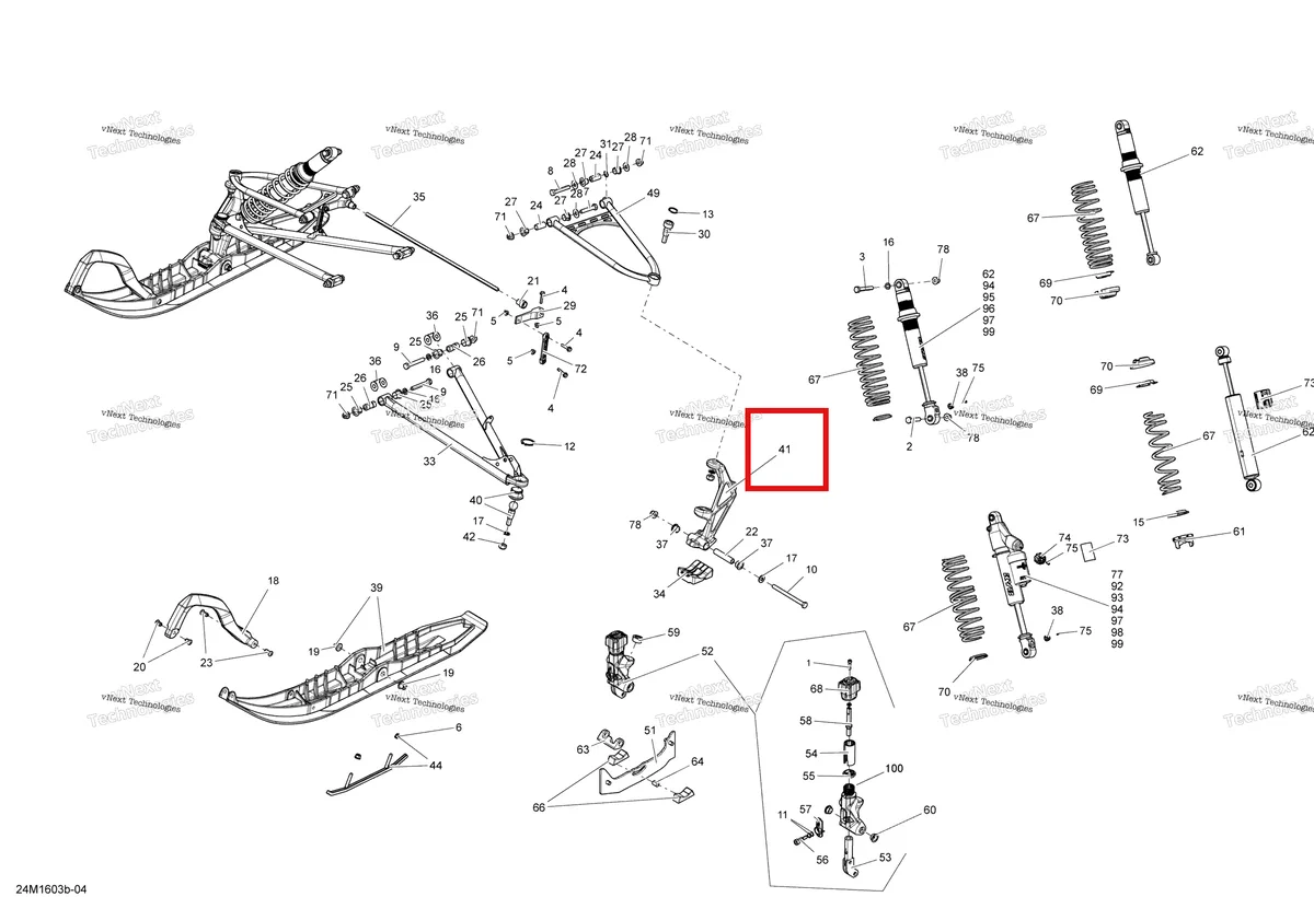 Деталь 505073854 на схеме узла 2016 Ski-Doo RENEGADE 600 CARB Front Suspension And Ski - 137 Model