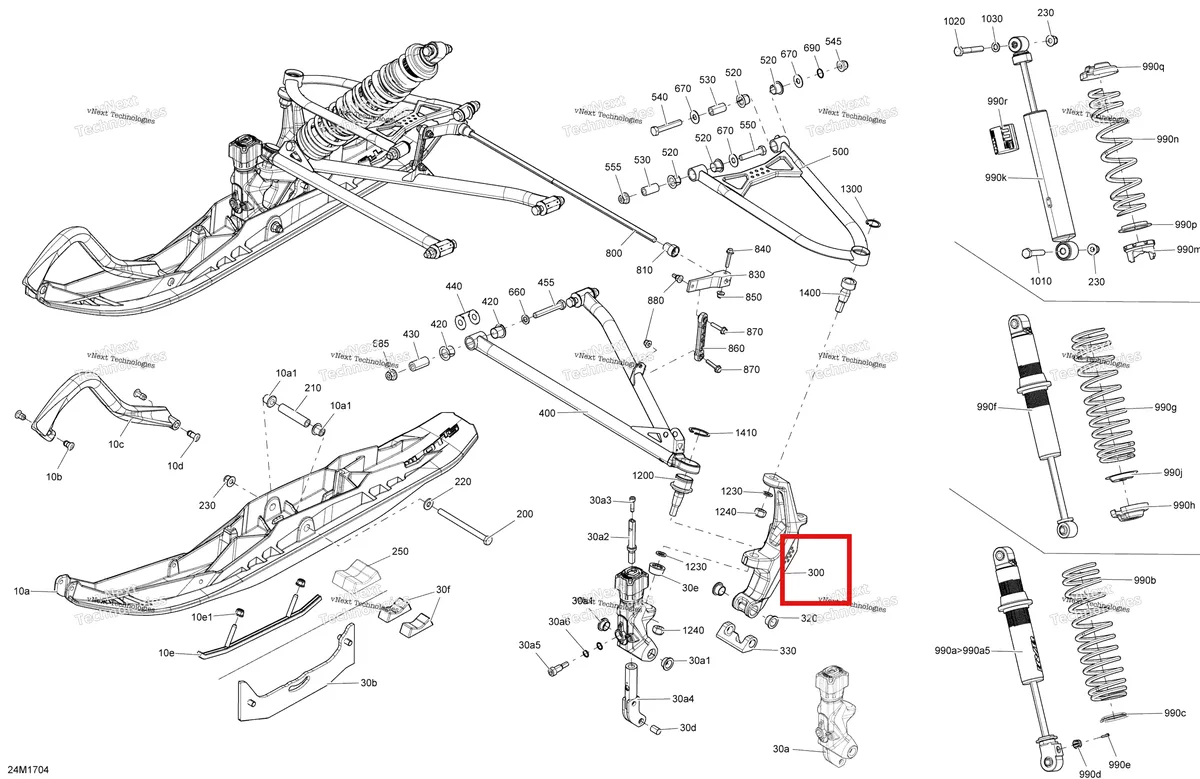 Деталь 505073868 на схеме узла 2017 Ski-Doo RENEGADE - 4-STROKE Front Suspension And Ski - All Models