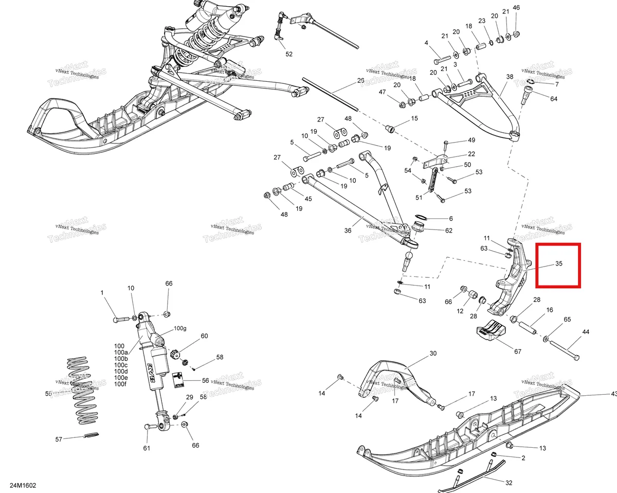 Деталь 505073882 на схеме узла 2016 Ski-Doo FREERIDE Front Suspension And Ski