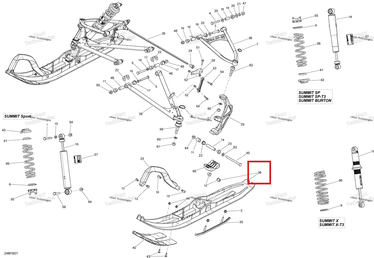 Деталь 505073990 на схеме узла 2016 Ski-Doo SUMMIT 800R E-TEC Front Suspension And Ski - All Models
