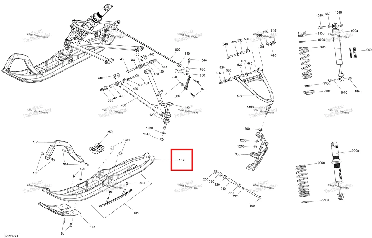 Деталь 505074023 на схеме узла 2017 Ski-Doo SUMMIT - 2-STROKE - 800R E-TEC Front Suspension And Ski