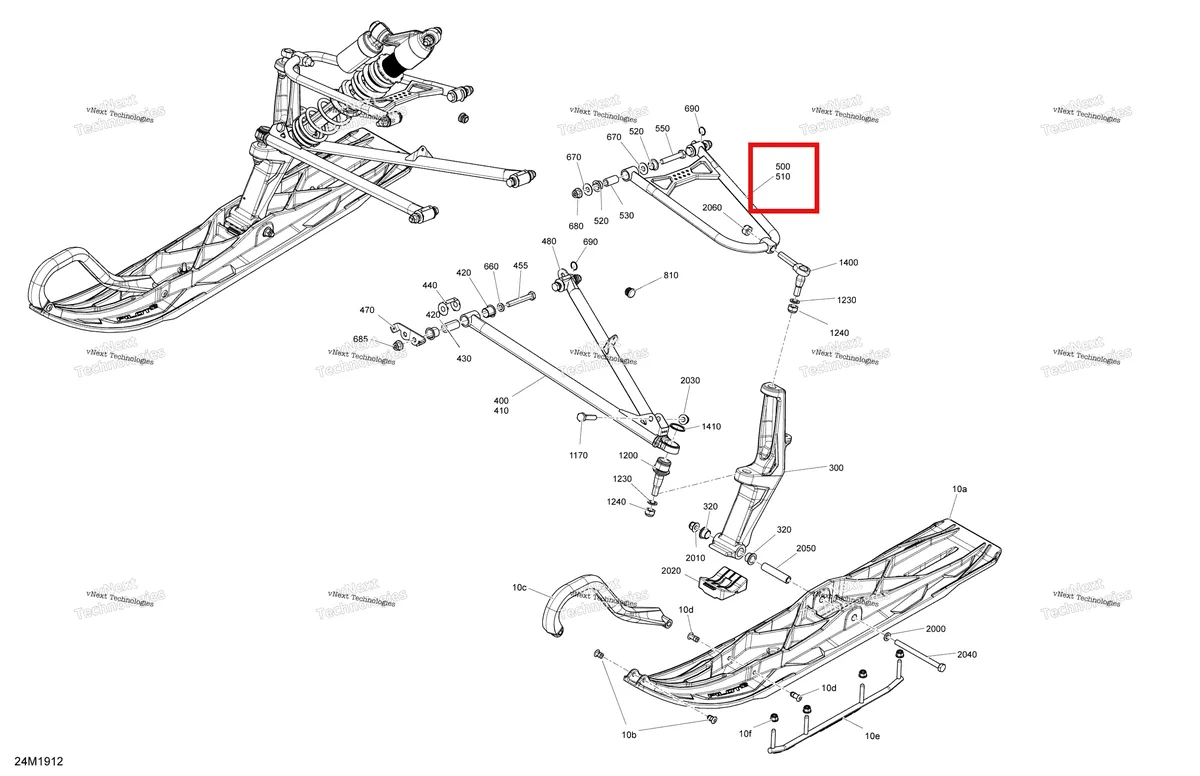 Деталь 505074105 на схеме узла 2019 Ski-Doo MXZ 600 RACING Front Suspension And Ski - 600 Racing