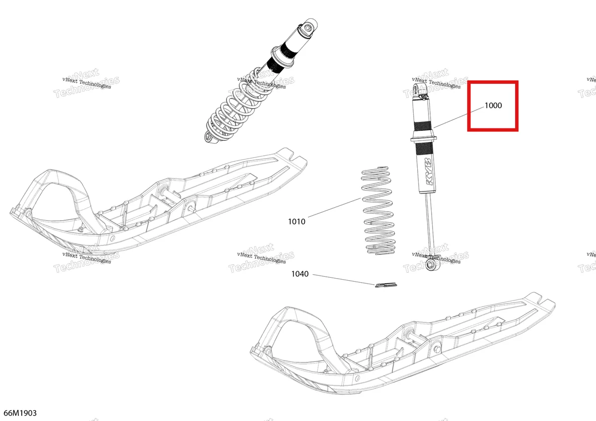 Деталь 505074127 на схеме узла 2019 Ski-Doo RENEGADE 600R E-TEC - ADRENALINE X Front Shocks - Adrenaline