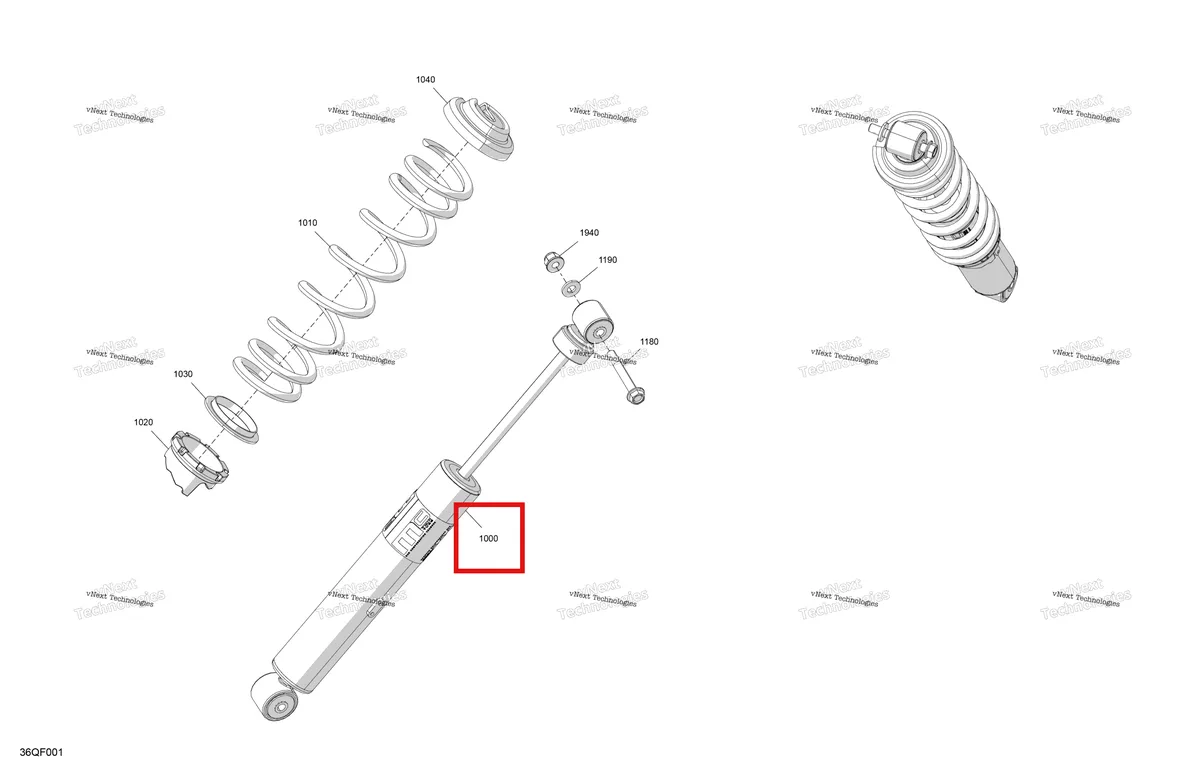 Деталь 505074351 на схеме узла 2026 Ski-Doo GRAND TOURING - SPORT - ESTA - Bright White - 14X120X0.75LFF Track Suspension - Front Shock