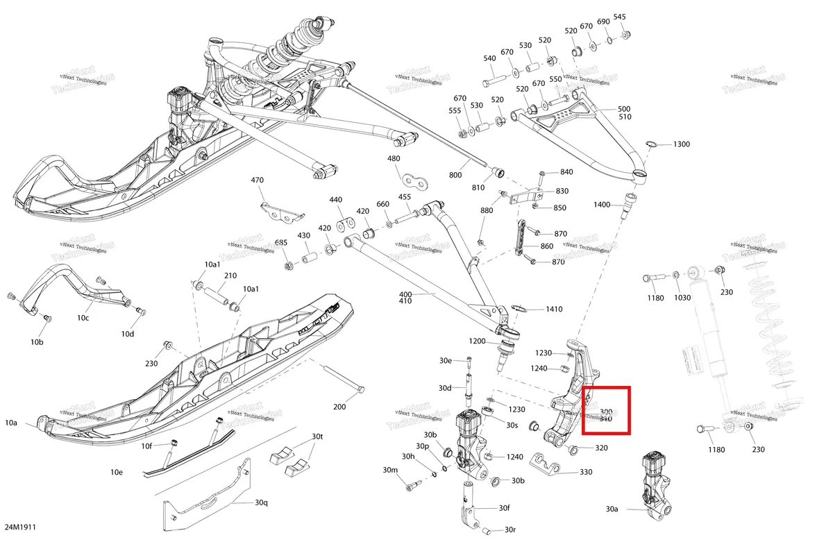 Деталь 505074472 на схеме узла 2019 Ski-Doo RENEGADE 600R E-TEC - ADRENALINE X Front Suspension And Ski