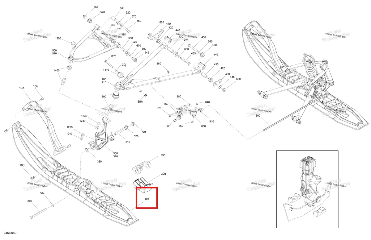 Деталь 505074862 на схеме узла 2020 Ski-Doo RENEGADE 900 ACE Turbo - XRS Suspension, Front - System - Ski Pilot Ts - Xrs