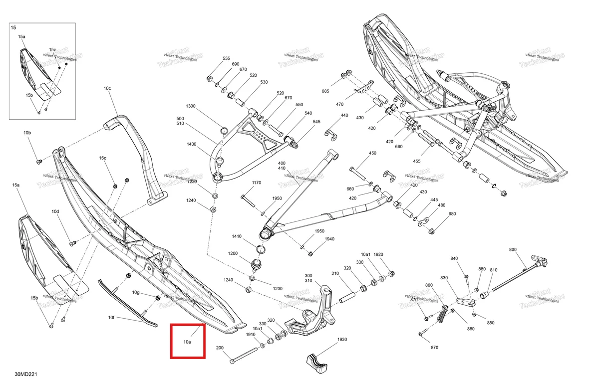 Деталь 505075283 на схеме узла 2024 Ski-Doo SUMMIT 850 E-TEC Turbo R - X - TPRG - Northern Lichen - 154X16X2.5PLF Track Suspension - Front