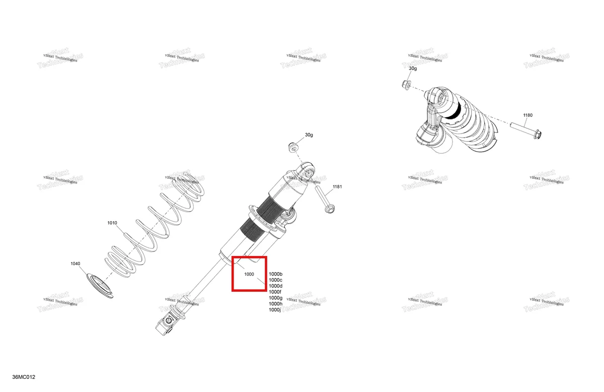 Деталь 505075514 на схеме узла 2023 Ski-Doo MXZ 600RS Suspension - Front Shock