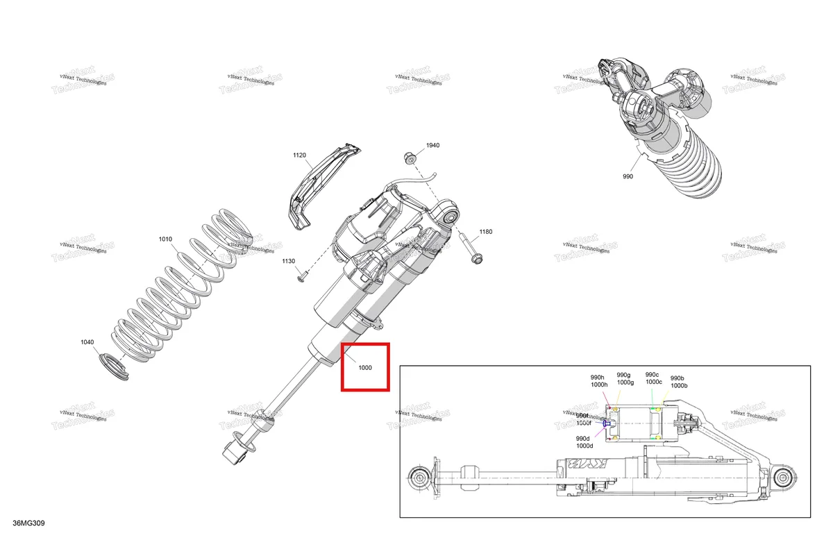 Деталь 505075616 на схеме узла 2027 Ski-Doo RENEGADE - X-RS - 900 ACE TURBO R - DAVH - Deep Black - 15X137X1.25RS Track Suspension - Front Shock