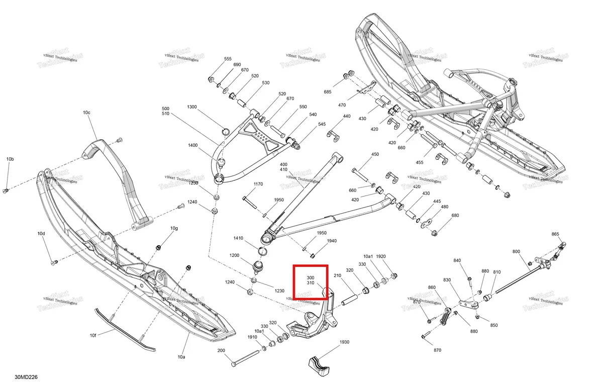 Схема применяемости: Spartan красный правый лыжа Leg 5 Ski-Doo 505075643