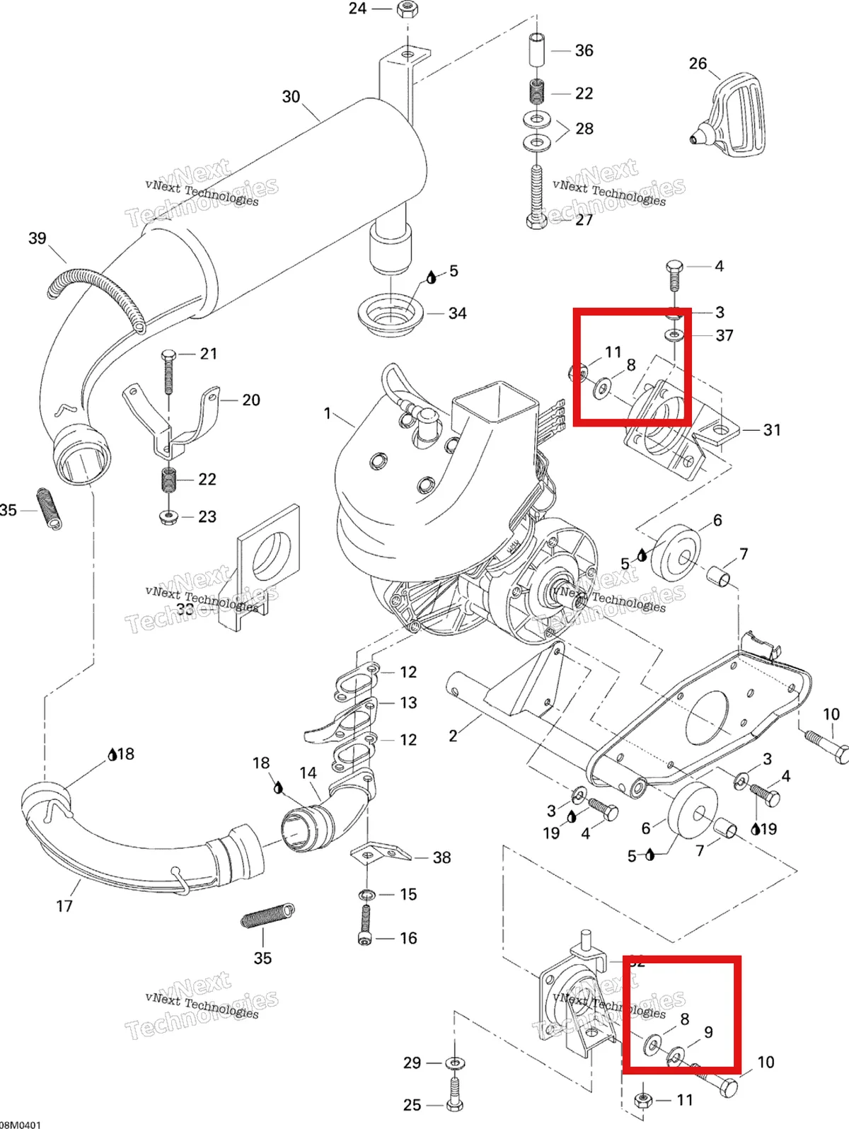 Деталь 506063100 на схеме узла 2004 Ski-Doo Tundra R Engine Assembly And Support