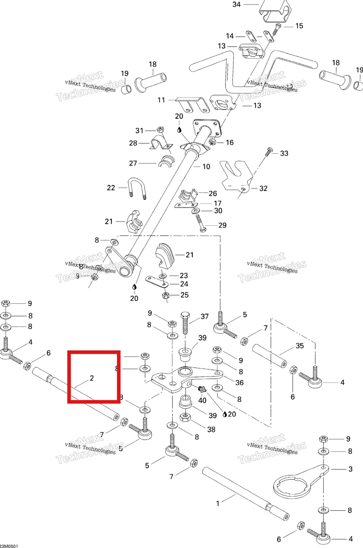 Деталь 506113400 на схеме узла 2005 Ski-Doo Tundra R Steering System