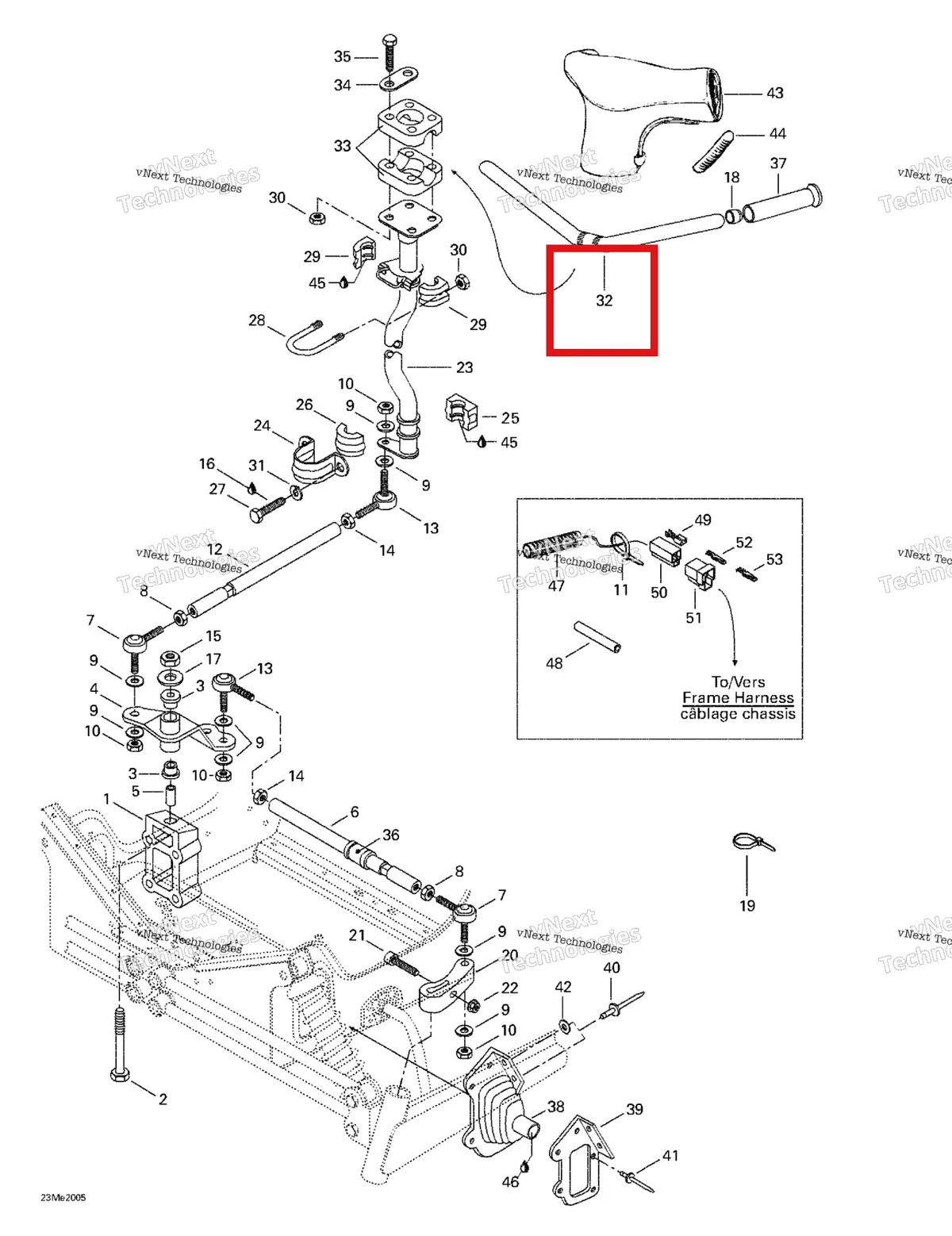 Деталь 506125900 (Руль) на схеме узла 2000 Ski-Doo Formula 500 LC Steering System