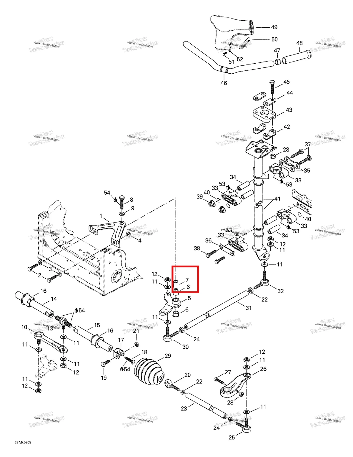 Деталь 506131500 на схеме узла 2003 Ski-Doo Mach Z Steering System