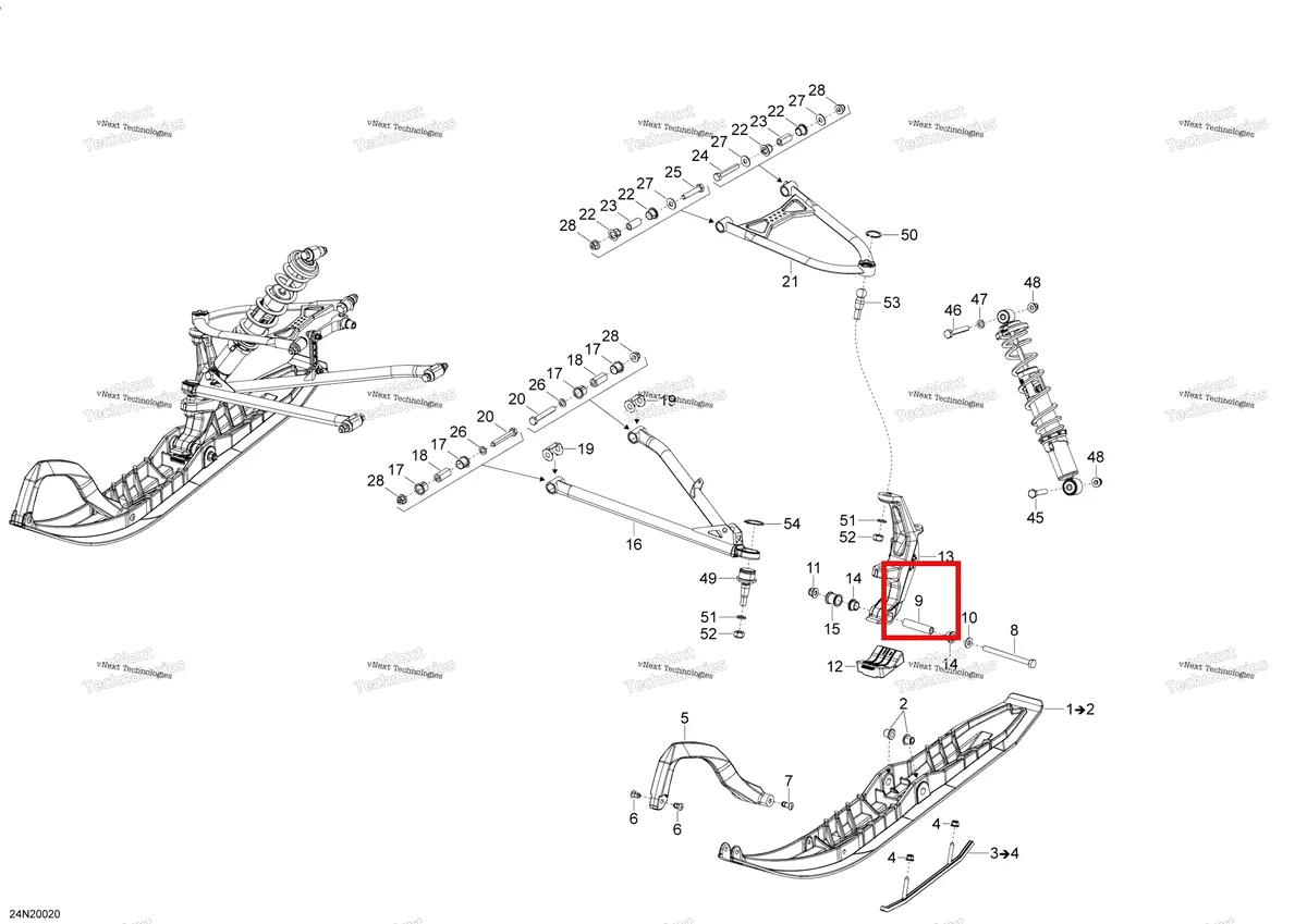 Деталь 506133300 (Проставка) на схеме узла 2020 Ski-Doo EXPEDITION SWT 900 ACE Suspension, Front - System