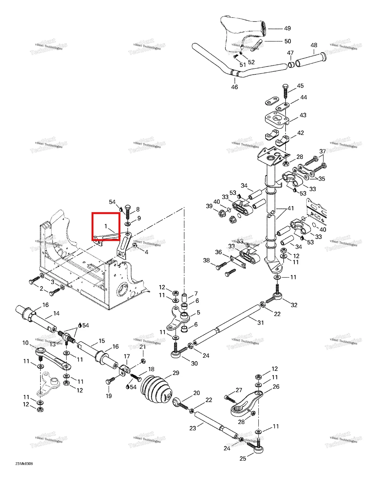 Деталь 506138400 на схеме узла 2003 Ski-Doo Mach Z Steering System
