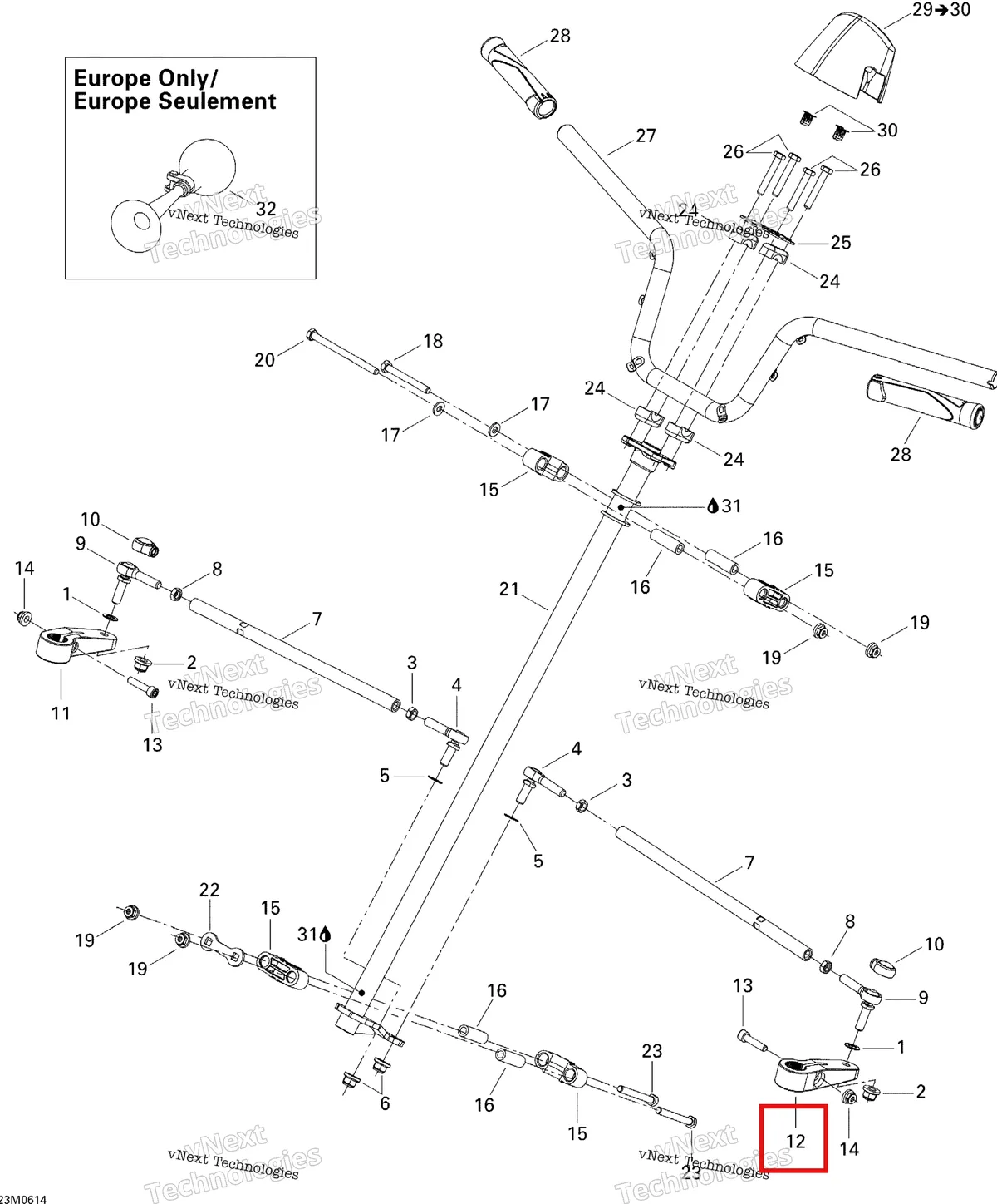 Деталь 506145900 (Деталь Lh Steering Arm) на схеме узла 2006 Ski-Doo Freestyle 300F Steering System