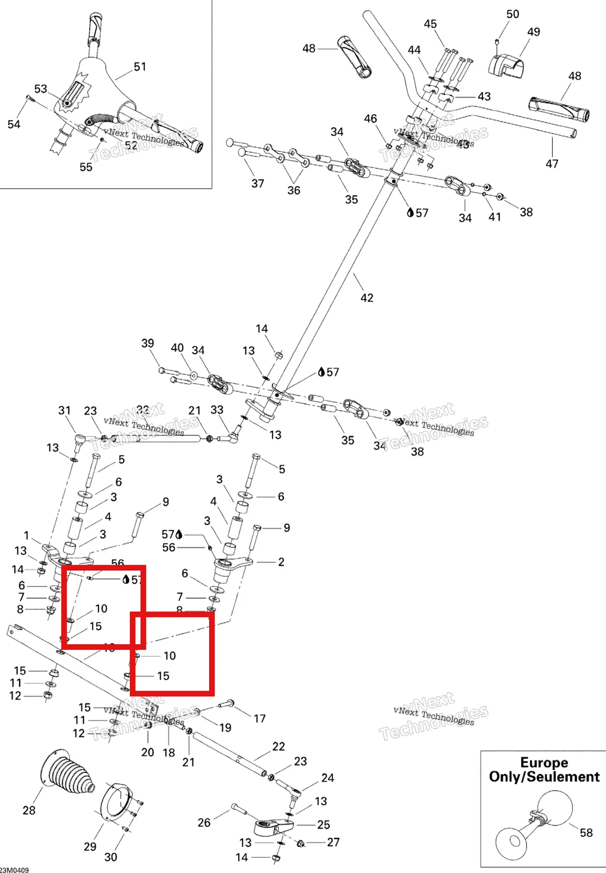 Деталь 506147300 (Подушка) на схеме узла 2005 Ski-Doo Legend V-1000 Steering System