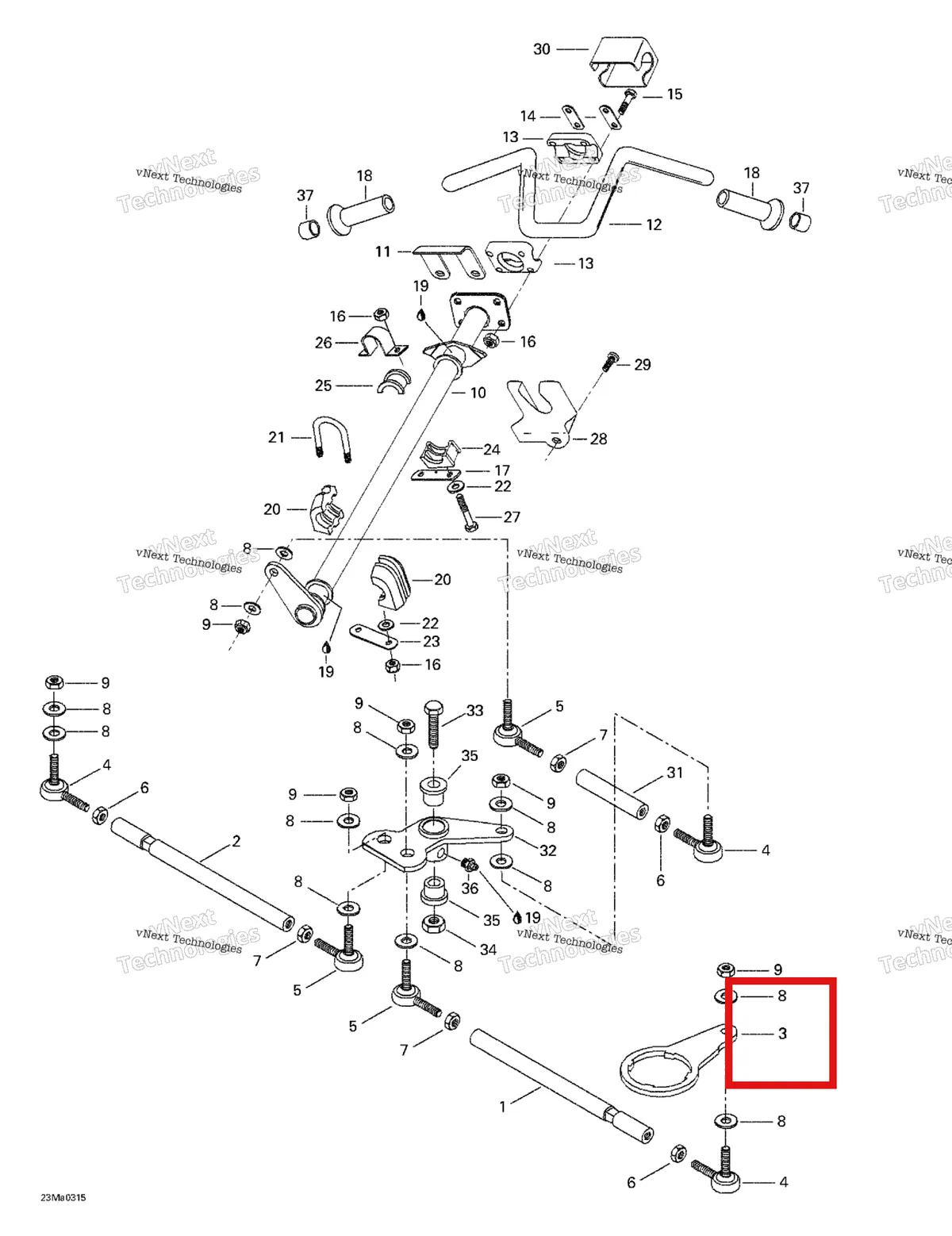 Деталь 506148900 на схеме узла 2003 Ski-Doo Tundra R Steering System #2