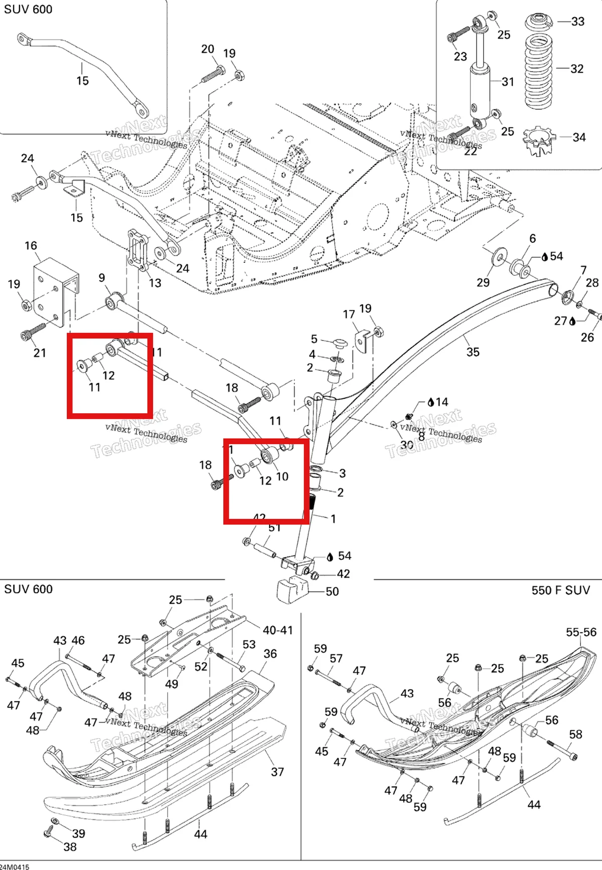 Деталь 506149200 (Гильца) на схеме узла 2004 Ski-Doo Skandic SUV 600 Front Suspension And Ski