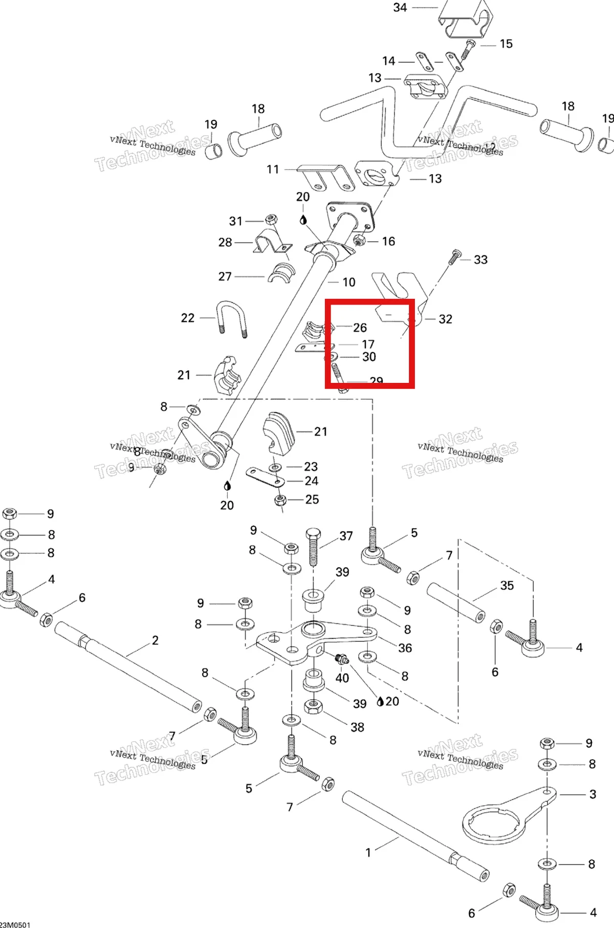 Деталь 506149500 на схеме узла 2005 Ski-Doo Tundra R Steering System