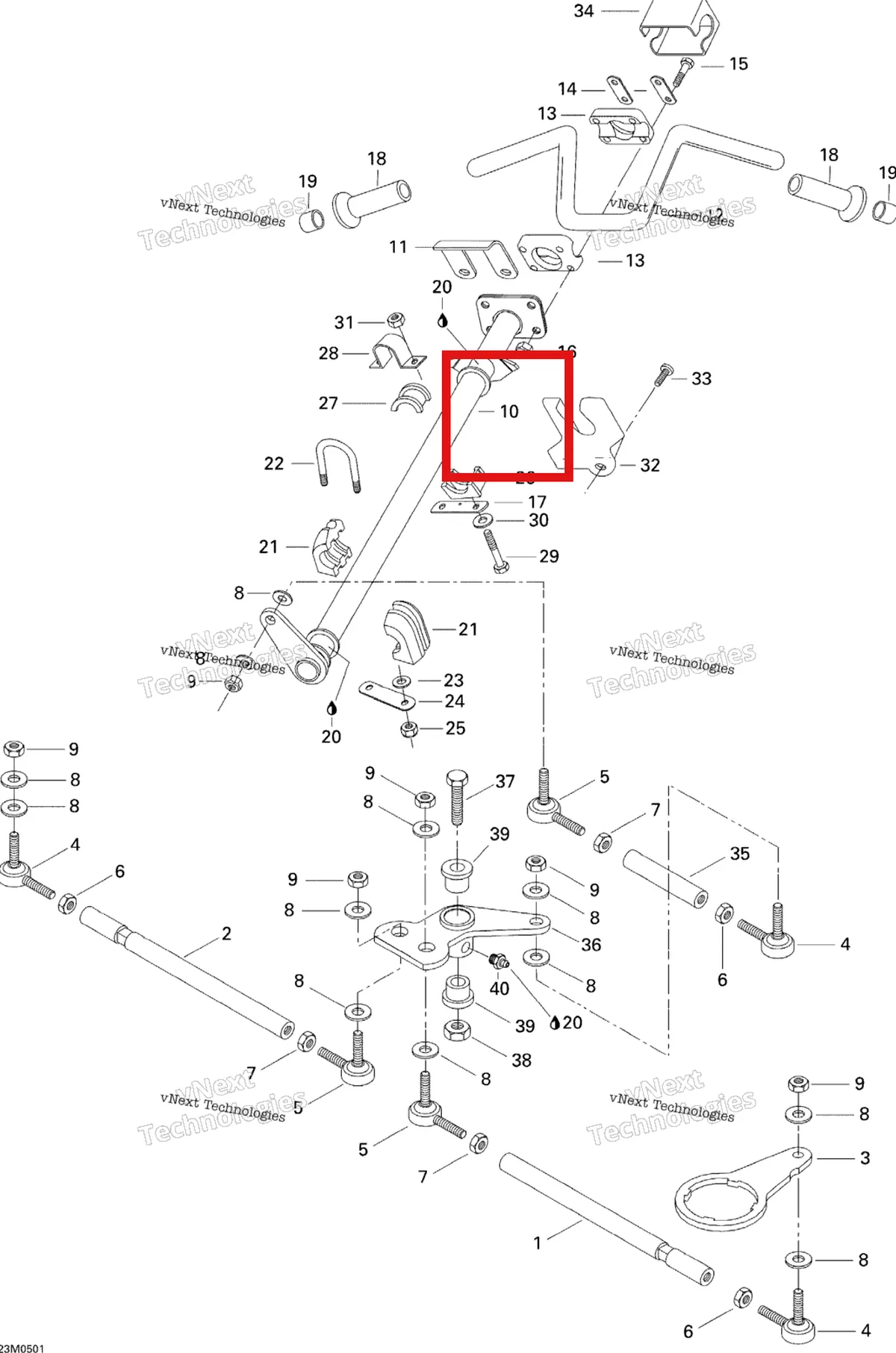 Схема применяемости: Steering основной трубка Paint Ski-Doo 506149700