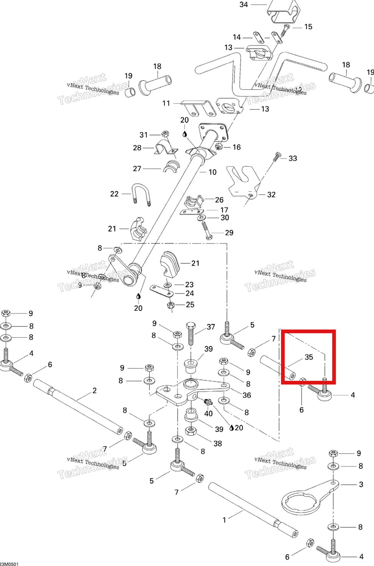 Деталь 506149800 на схеме узла 2005 Ski-Doo Tundra R Steering System