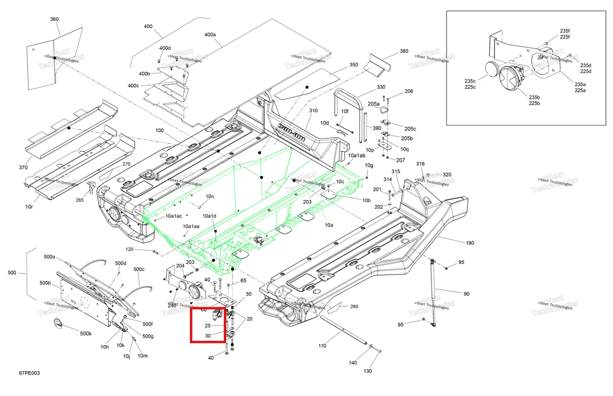 Деталь 506150500 (Деталь Bushing-housing) на схеме узла 2025 Can-Am OUT-MAX - 6X6 - XT - 1000 EFI - 5ZSA - Boreal Green Body - Cargo Platform