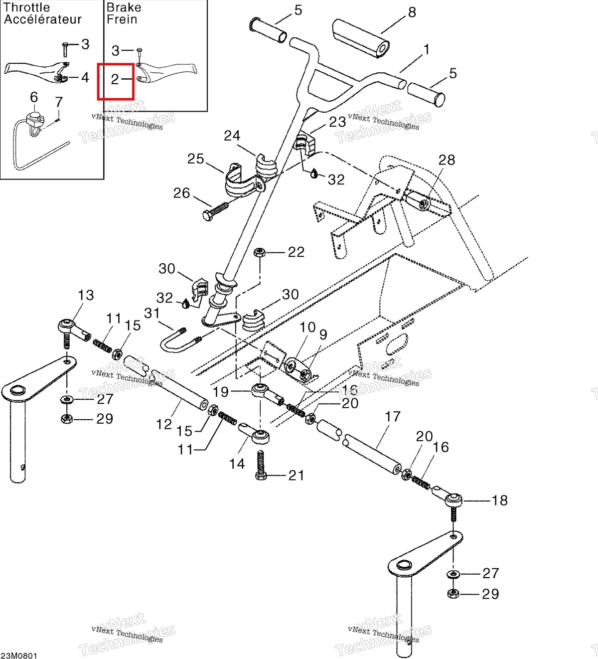 Деталь 506151225 (Деталь Brake Handle) на схеме узла 2008 Ski-Doo Mini Z Steering