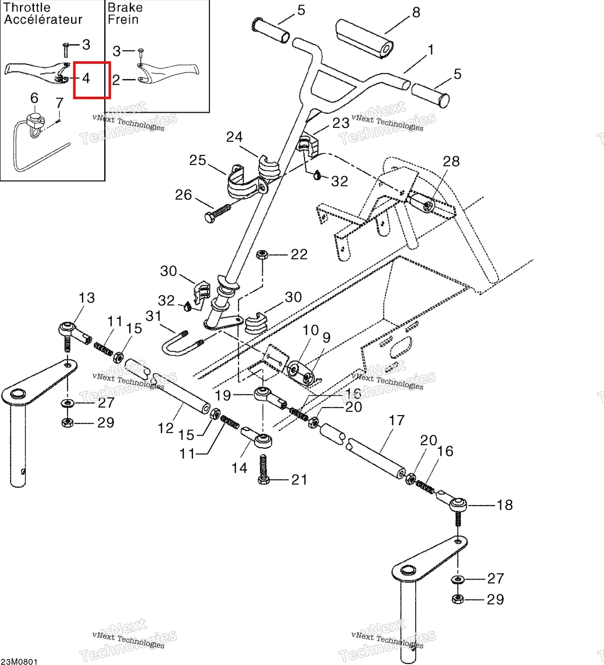 Деталь 506151227 (Throttle Handle AssвЂ™y) на схеме узла 2008 Ski-Doo Mini Z Steering