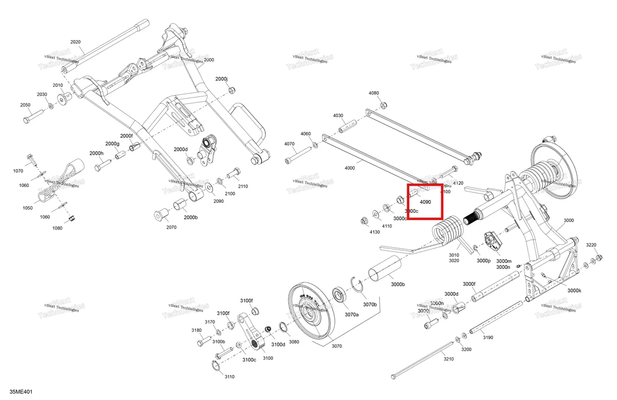 Деталь 506151273 (Деталь Pivot Bar) на схеме узла 2025 Ski-Doo MXZ - RACING - 600 RS - BMSA - Neo Yellow Suspension - Rear - Upper Section