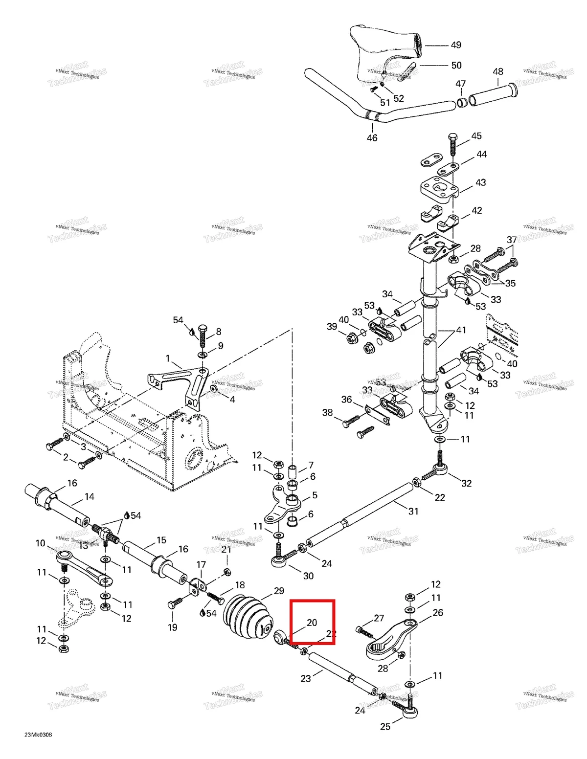 Деталь 506151497 на схеме узла 2003 Ski-Doo Mach Z Steering System