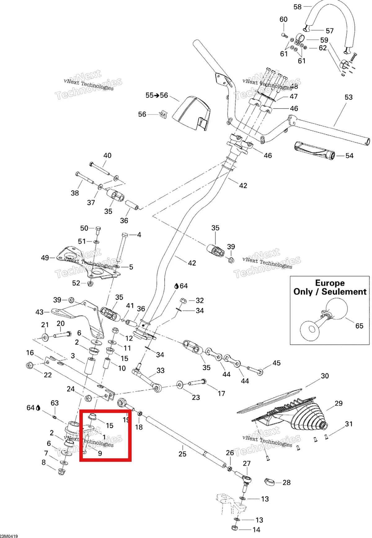 Деталь 506151651 на схеме узла 2005 Ski-Doo MX Z 600 HO SDI Renegade, Early Intro Steering System