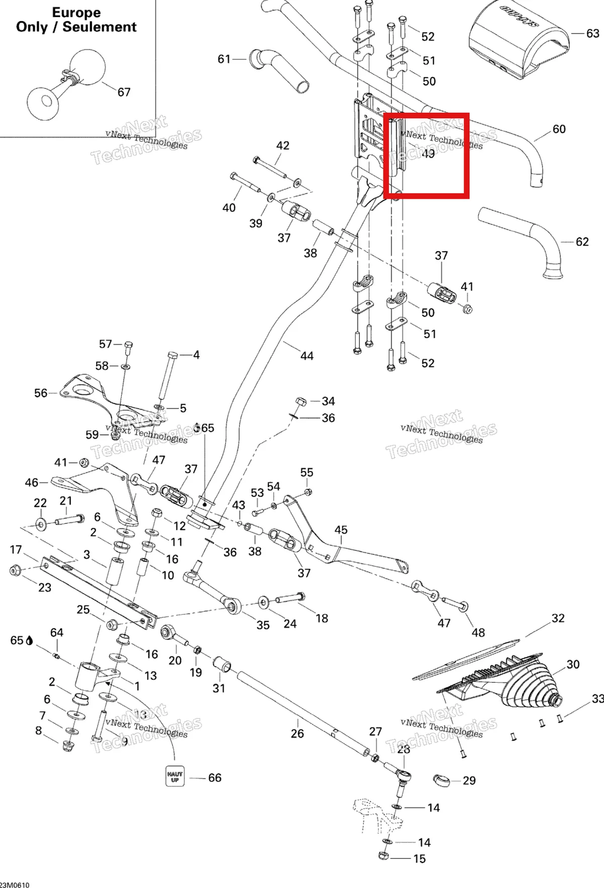 Схема применяемости: Руль Extension Ski-Doo 506151739