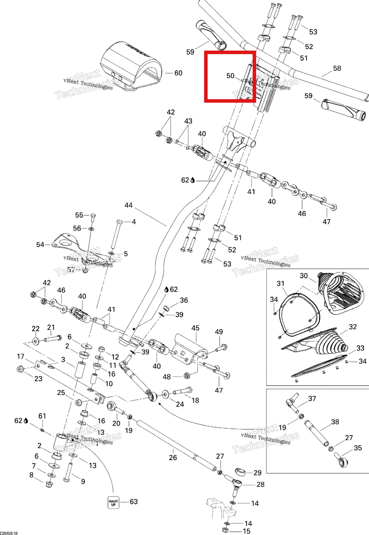 Схема применяемости: Hangledbar Extension Ski-Doo 506151754